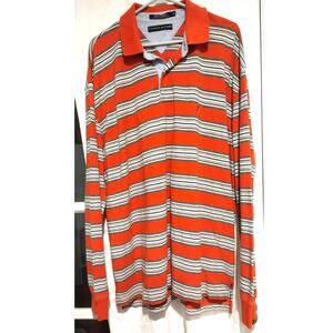 Tommy Hilfiger Mens XXL Rugby Shirt Vintage Y2K Preppy Grunge Orange Gray Cotton